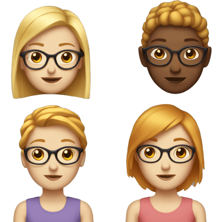 Two girls wearing glasses one with blond hair and one with ginger hair emoji