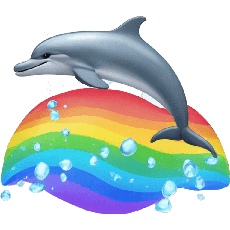 Dolphin in front of a rainbow emoji