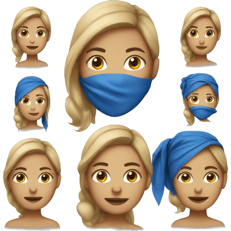 woman wearing blue bandana emoji