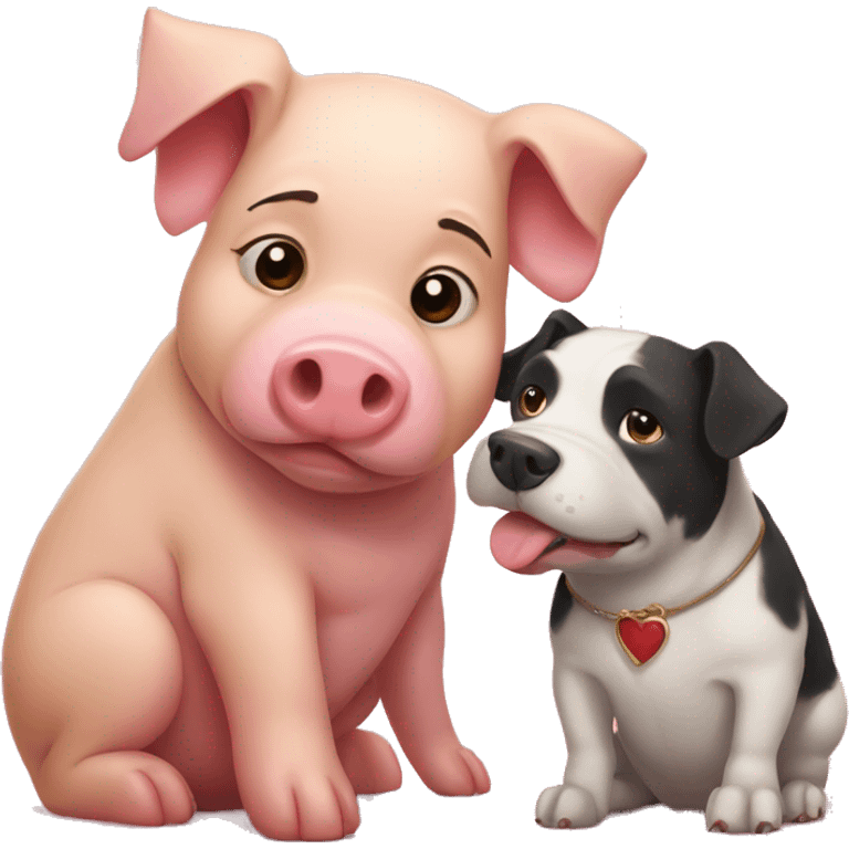 Pig and dog in love  emoji