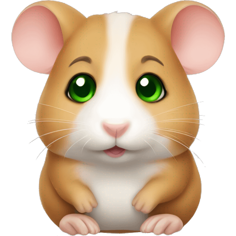 small cute brown hamster with green eyes  emoji