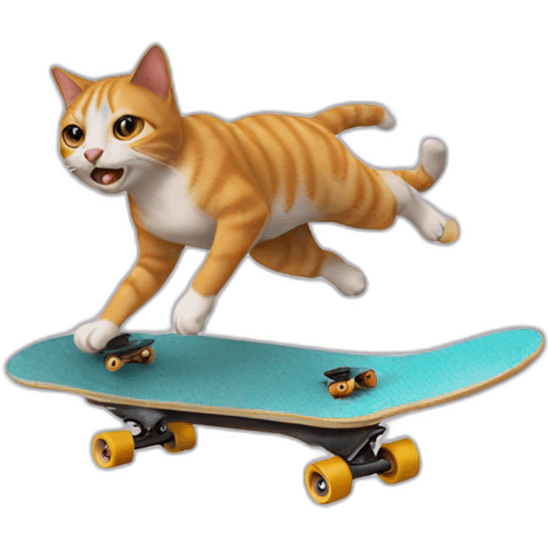 a cat doing a sick flip on a skateboard emoji