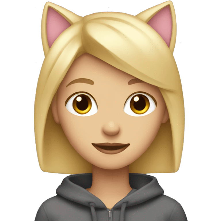 Blonde Girl with cat ear hat on emoji