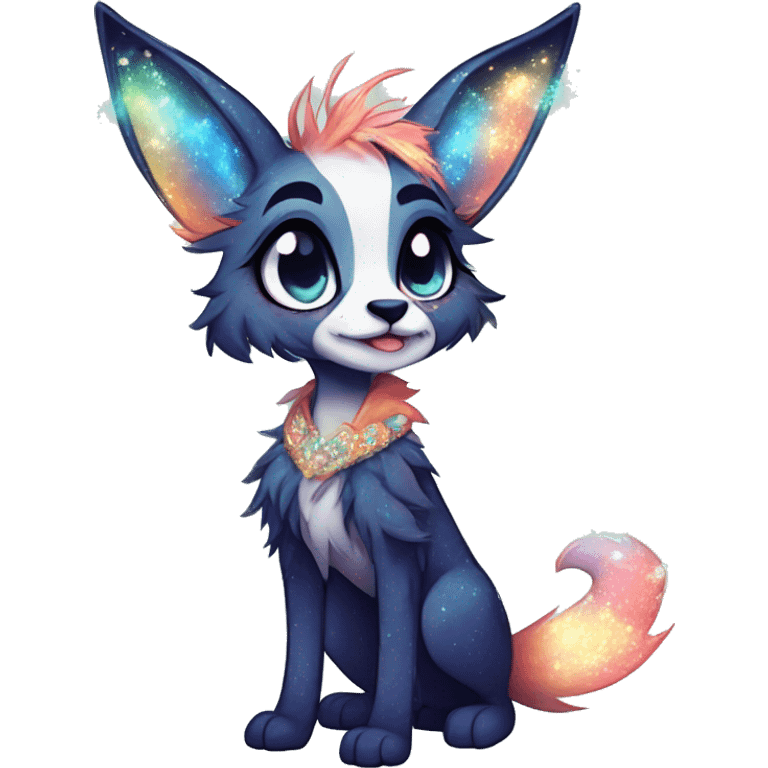 Cool cute Kawaii edgy fantasy animal sparkle fursona Fionbri by griffsnuff & LiLaiRa & Falvie full body emoji