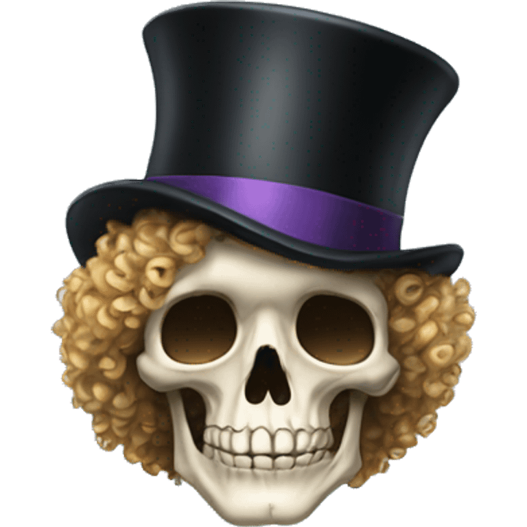 Top hat curly hair skeleton emoji