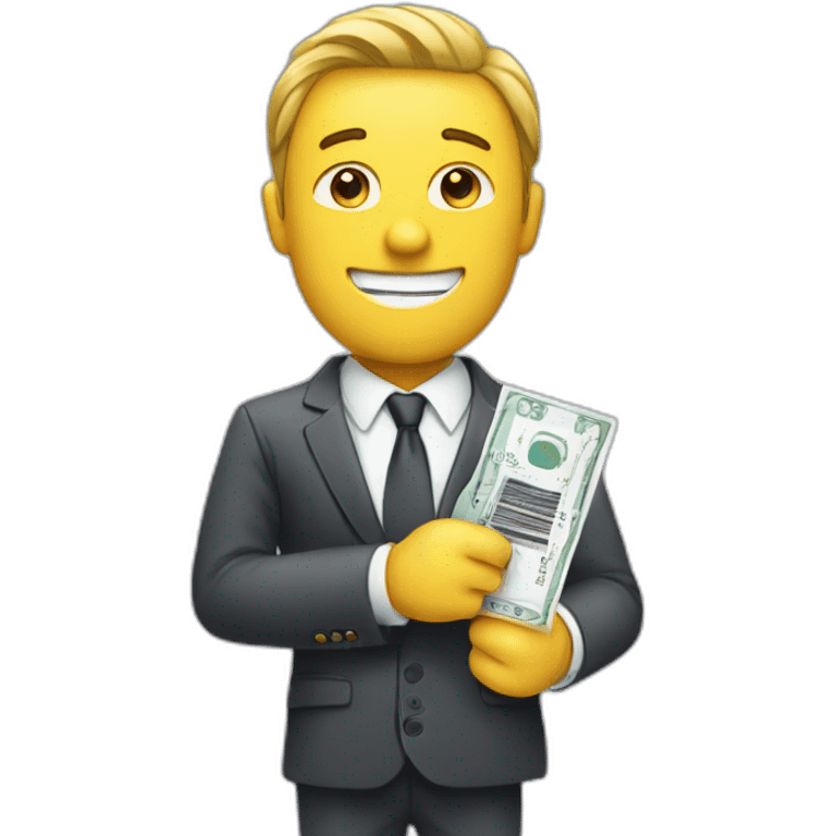 BUSINESSMAN HOLDING A TICKET emoji