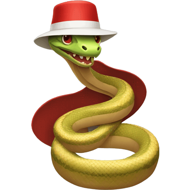 snake whit a red hat  emoji