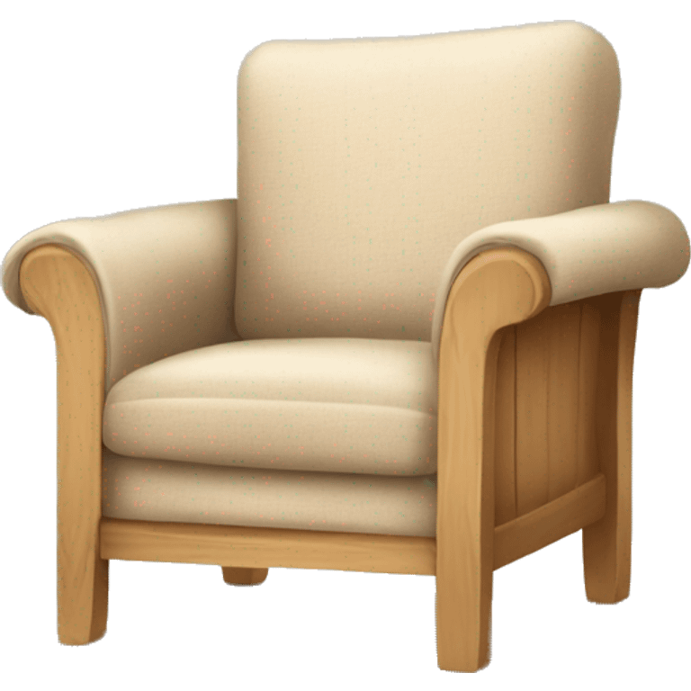 Simple Beige wooden Armchair with blanket and book emoji