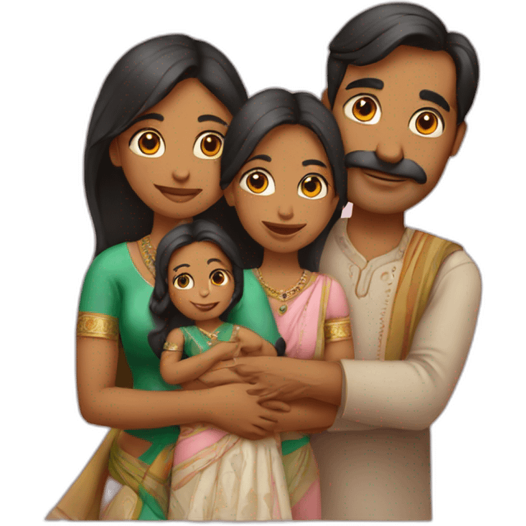 Indian(Mother father & 2 daughters) emoji