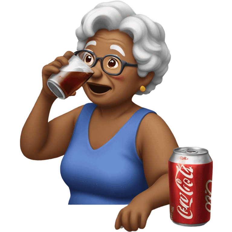 Grandma drinking cola emoji