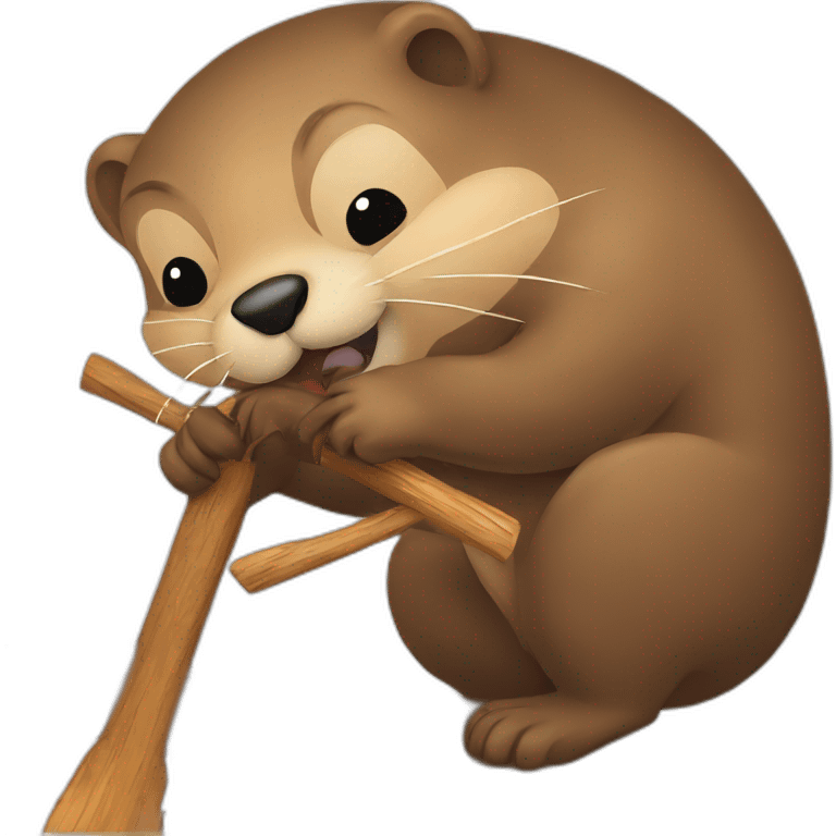 Beaver biting wood emoji