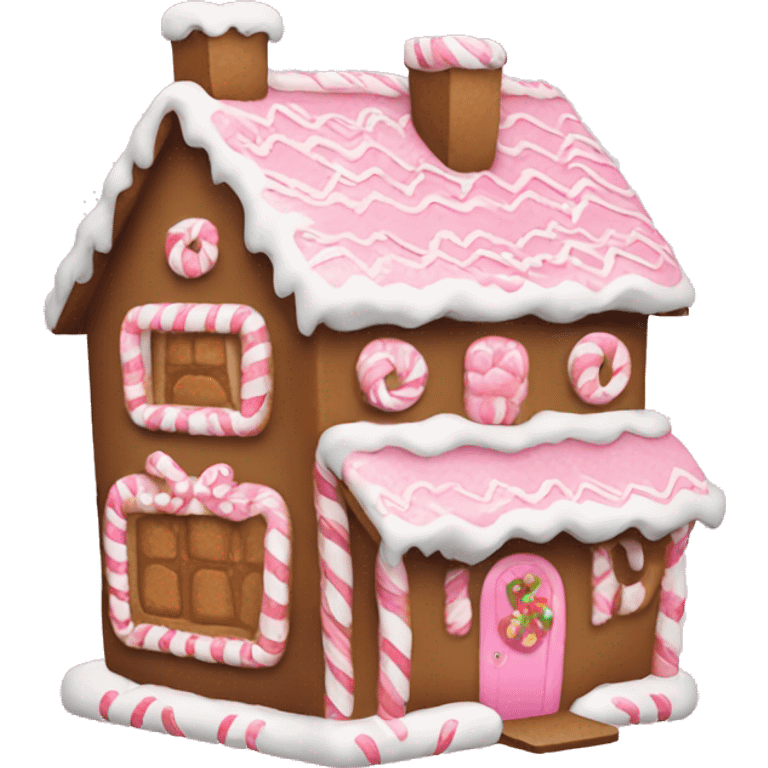 Cute pink Christmas gingerbread house emoji