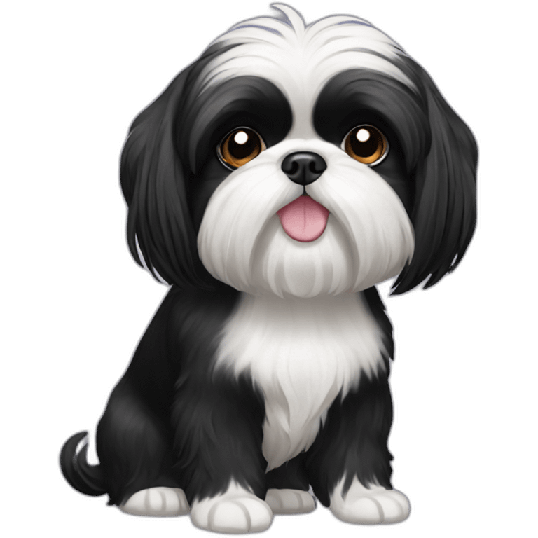 black Shih-Tzu with a white chest emoji