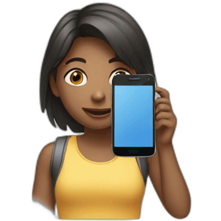 A girl with mobile phone emoji