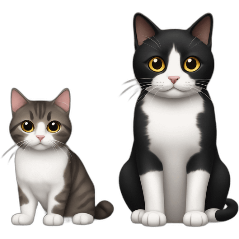 Black cat and Scottish fold brown cat emoji