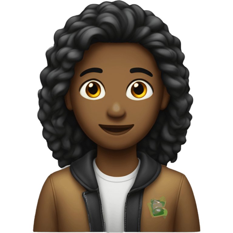 joven de 13 años con pelo negro emoji