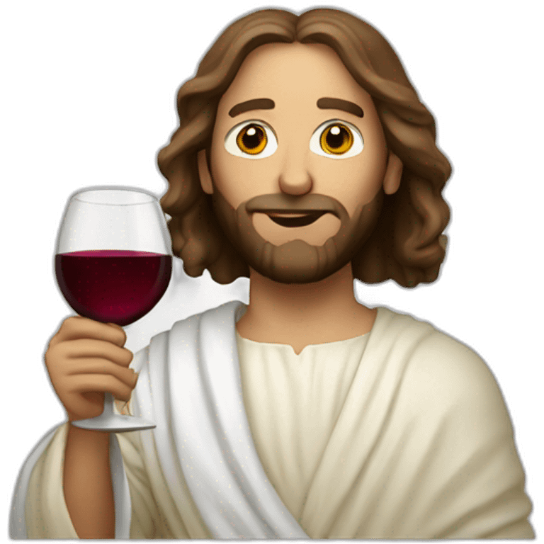 White Jesus drinks red wine emoji