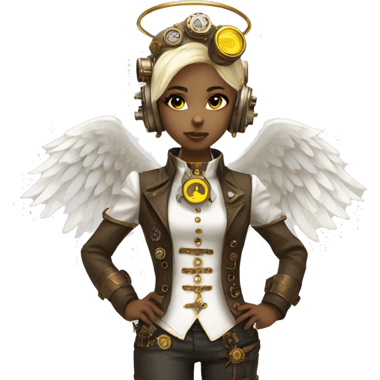 Yellow and white steampunk angel emoji