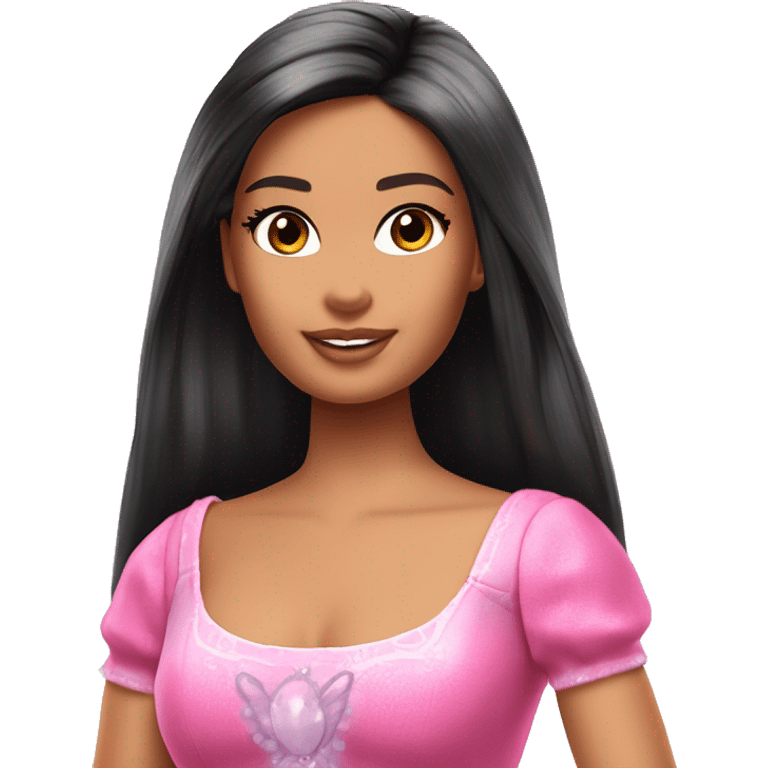 Attractive Barbie perfect face tan fairy princess short black hair half up half down short hair length emoji