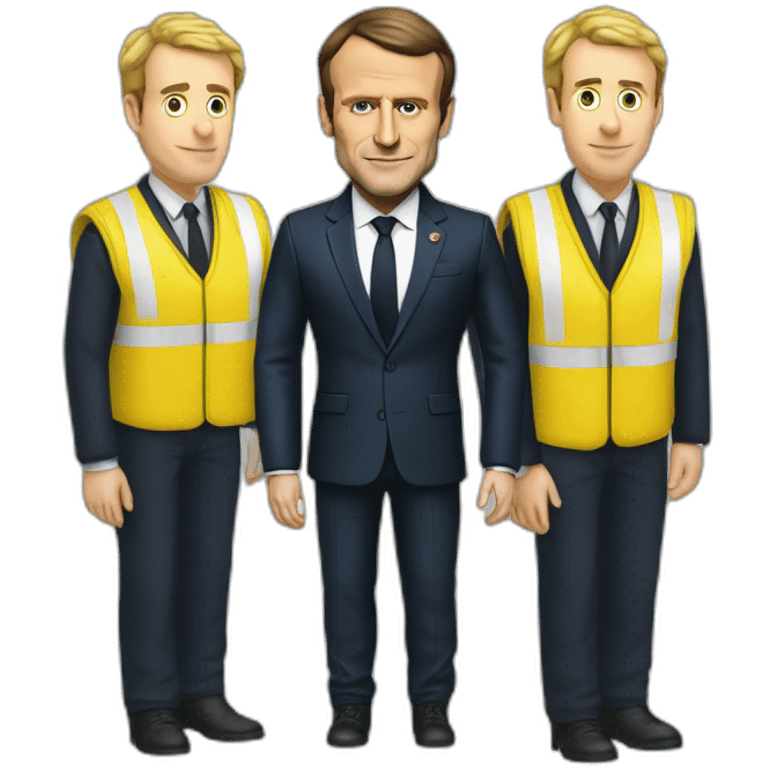 emmanuel macron with a yellow secutiry gilet emoji