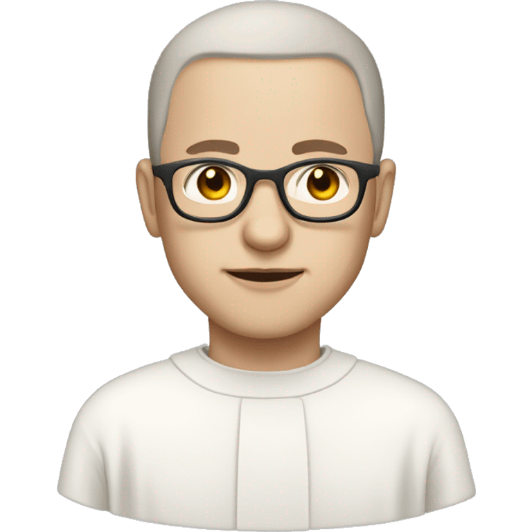 Catholic Monk white habit with dark hair pale skin and glasses emoji