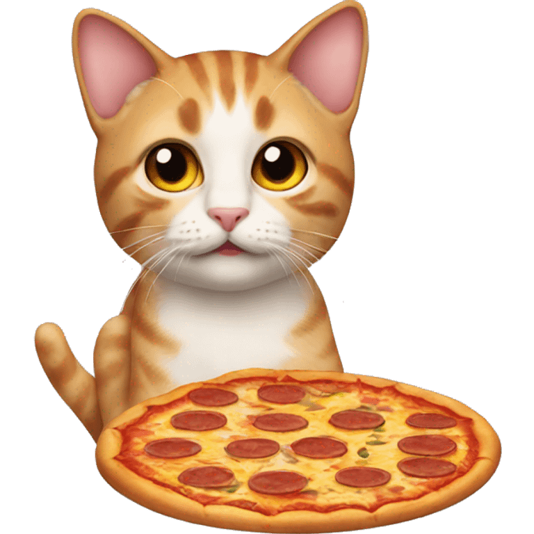 Cat dating pizza emoji