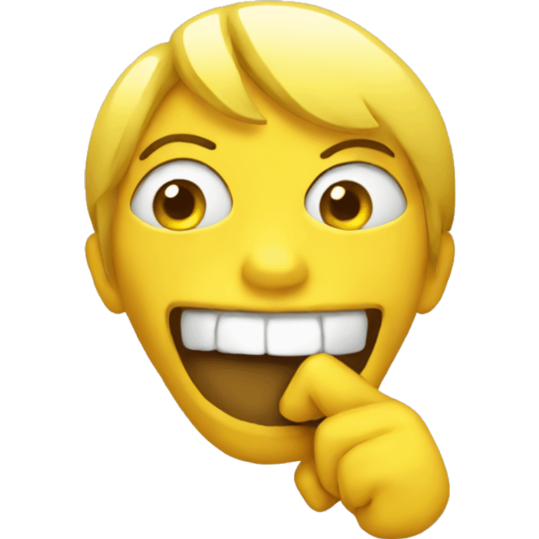 yellow emoji chewing with finger over mouth emoji