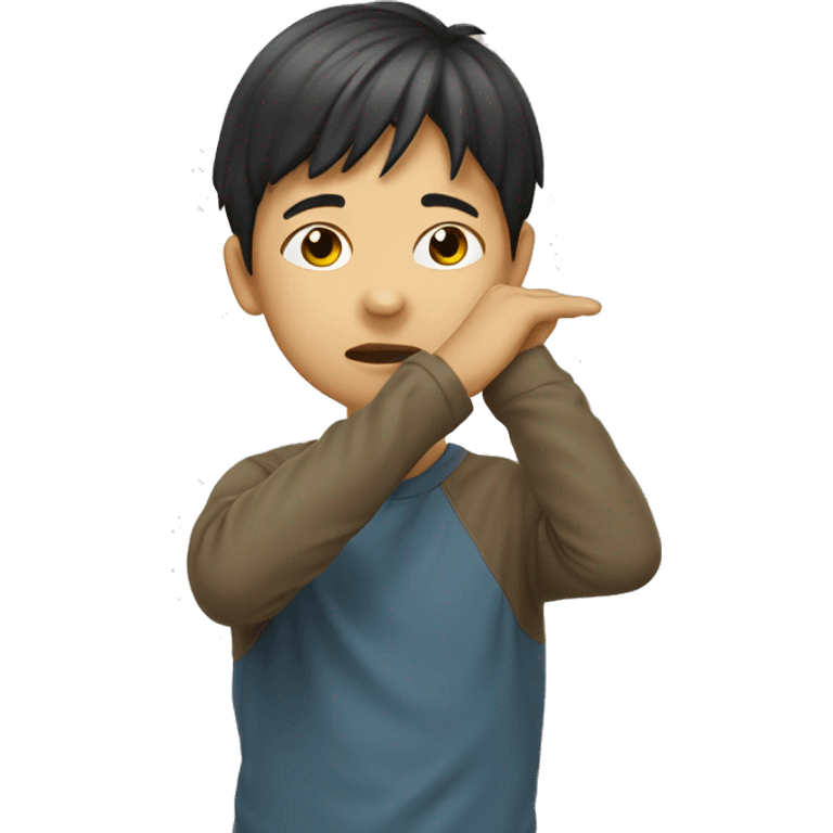 A young Taiwanese boy dabbing emoji