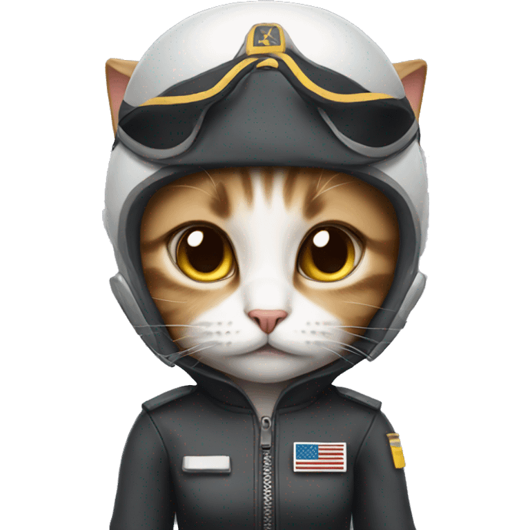 Sad female cat wearing a pilot outfit emoji