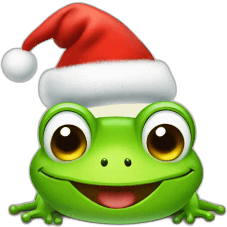 Happy frog with a christmas hat emoji