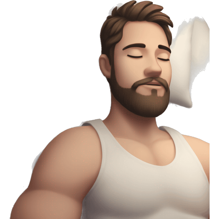 Very attractive younger man with beard  sleeping on worlds most plush and nice pillow   emoji