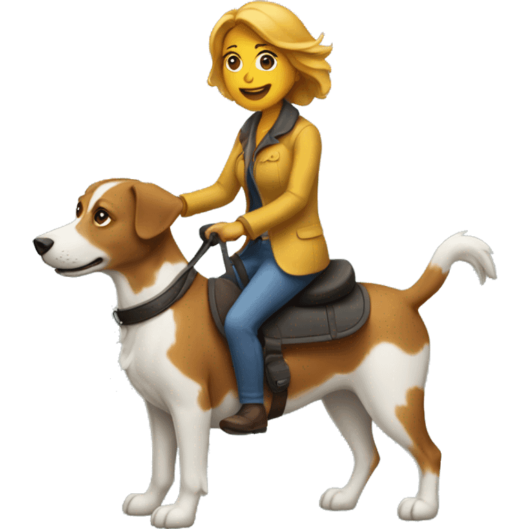 A Woman riding on a dog  emoji