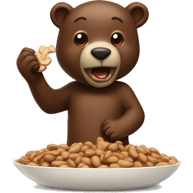 Mocha bear eating nuts emoji