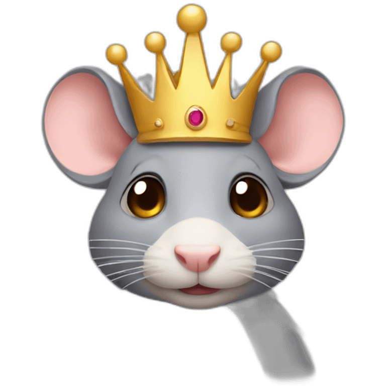 A rat with a crown shy emoji