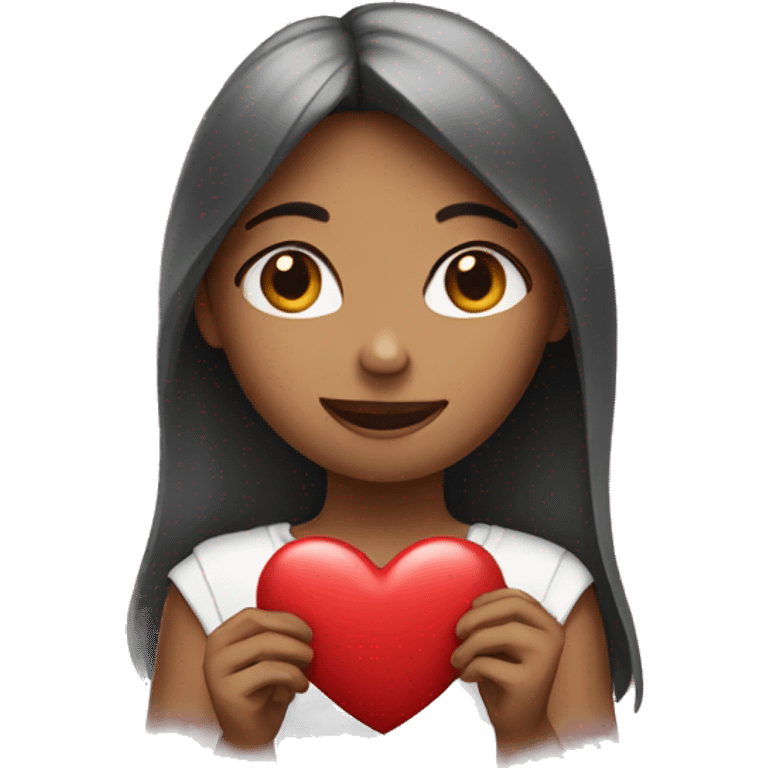 girl holding a heart  emoji