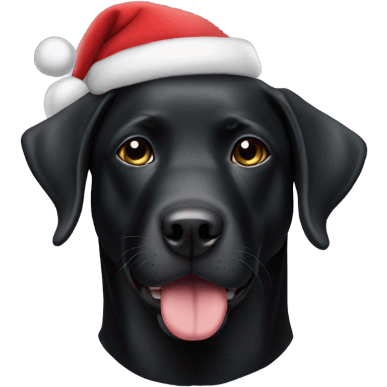 Black lab wearing Santa hat emoji