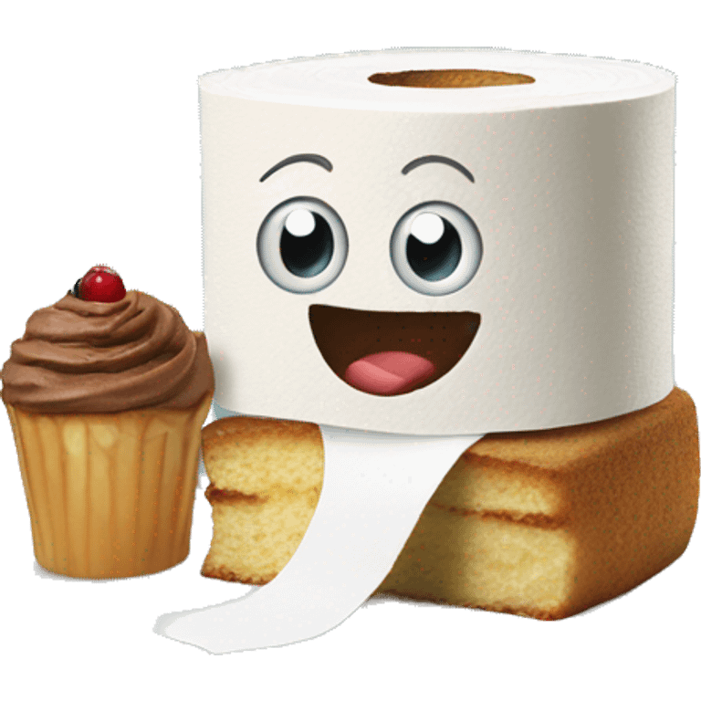 Toilet paper eating a cake on the beach emoji