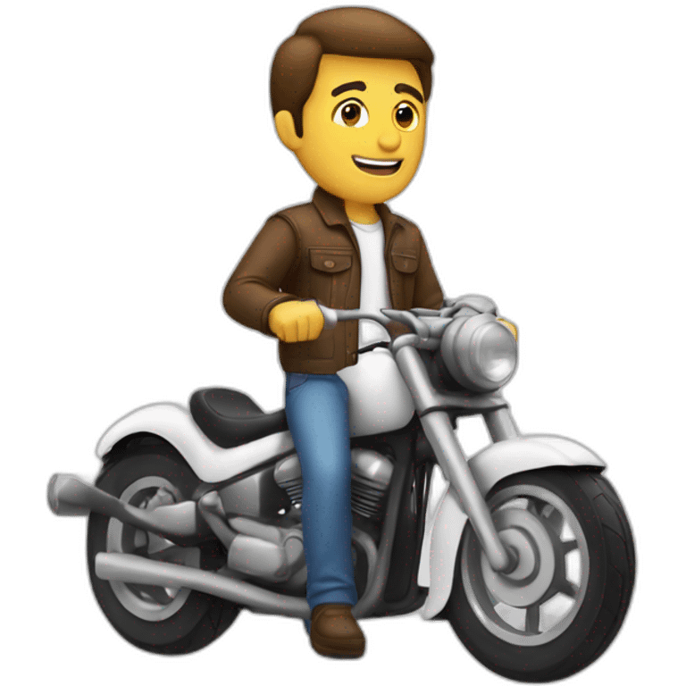 Hombre alto, blanco  con moto emoji