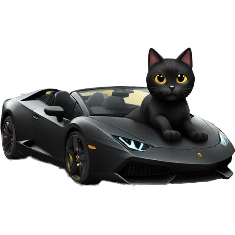 Black Cat driving a Lamborghini  emoji