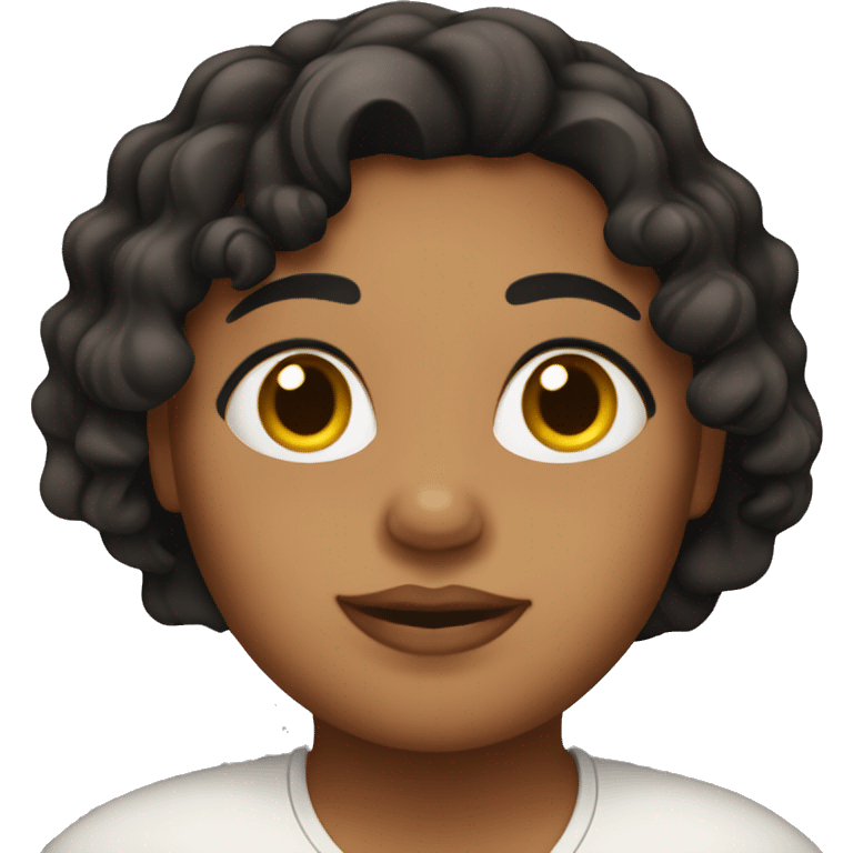 Brown-skinned, female, obese, with black wavy hair. emoji