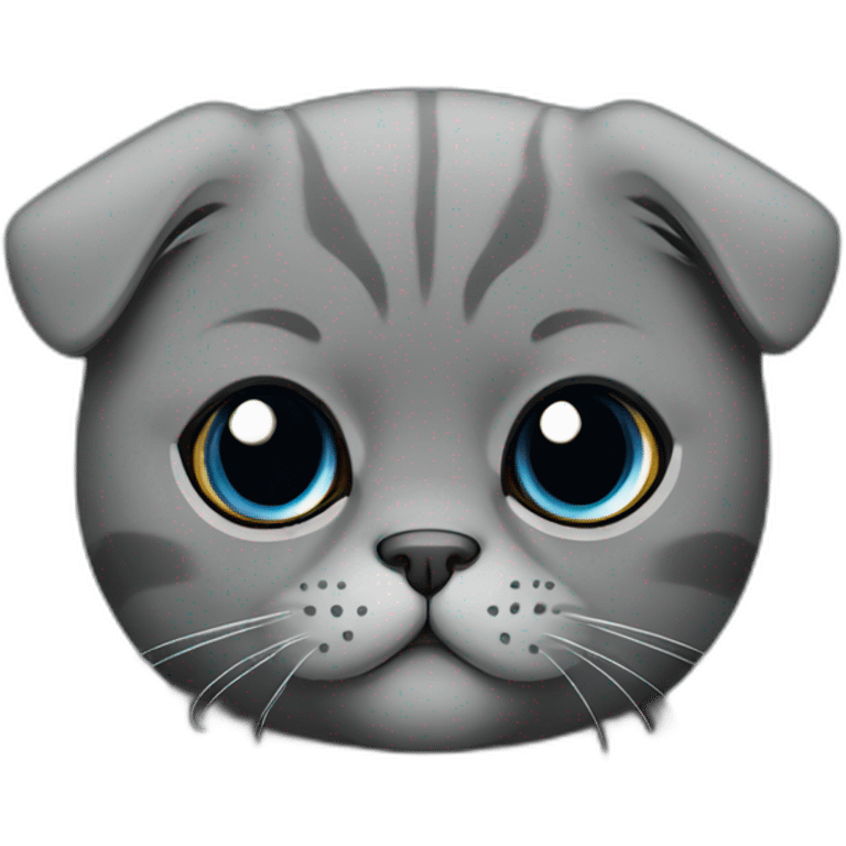 Scottish fold cat dark gray emoji