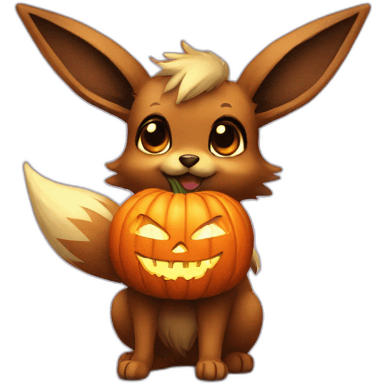 eevee holding halloween pumpkin emoji