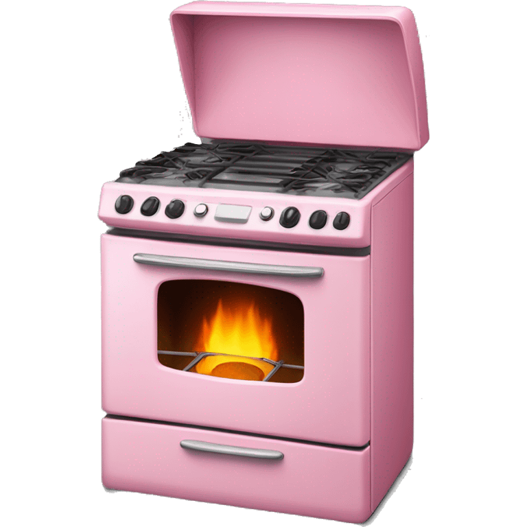 Realistic pink stove with oven and heart shaped burners on top  emoji