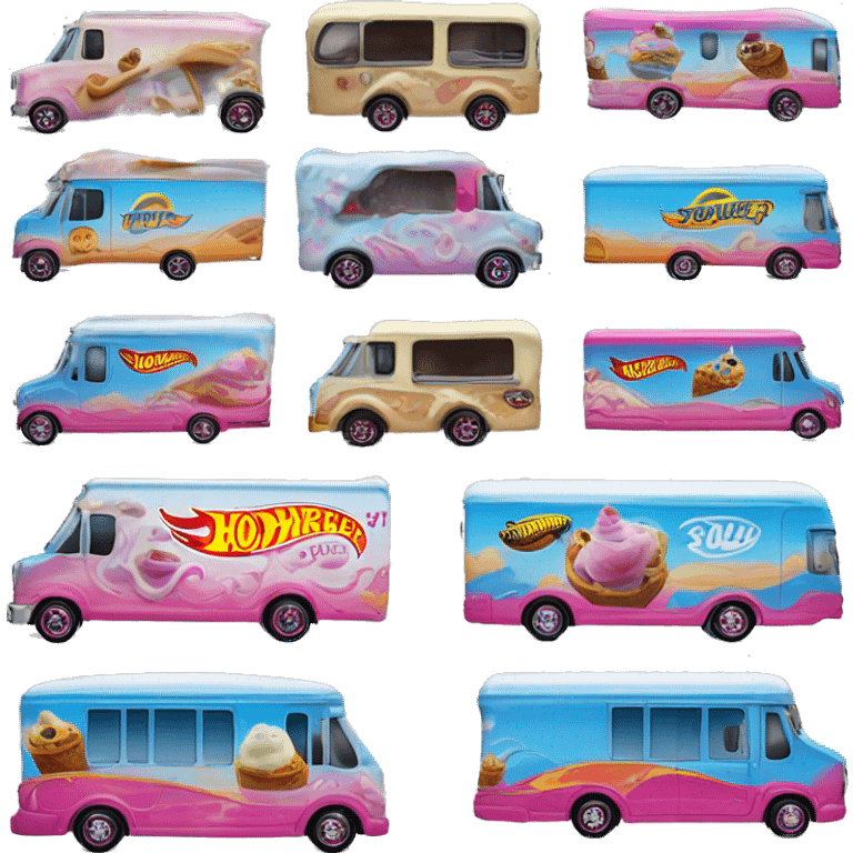 hot wheels sporty 20 foot long drag bus Ice Cream step van  emoji