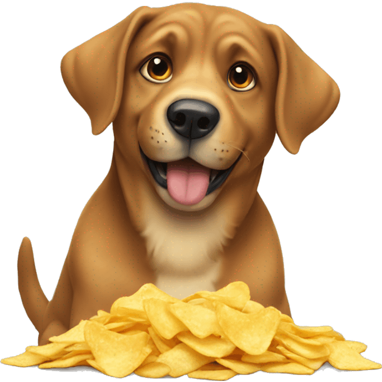 Dog eating chips emoji