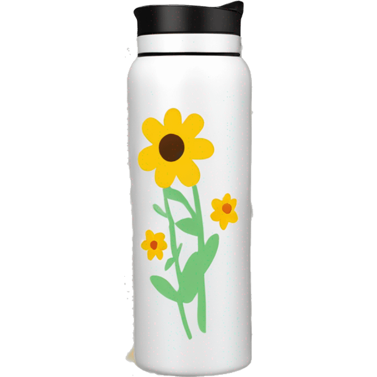 white tumbler water bottle with flowers on t emoji