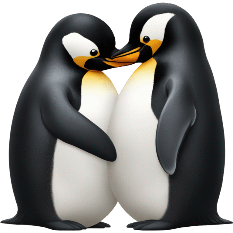 One bretzel and one pinguin hugging each other emoji