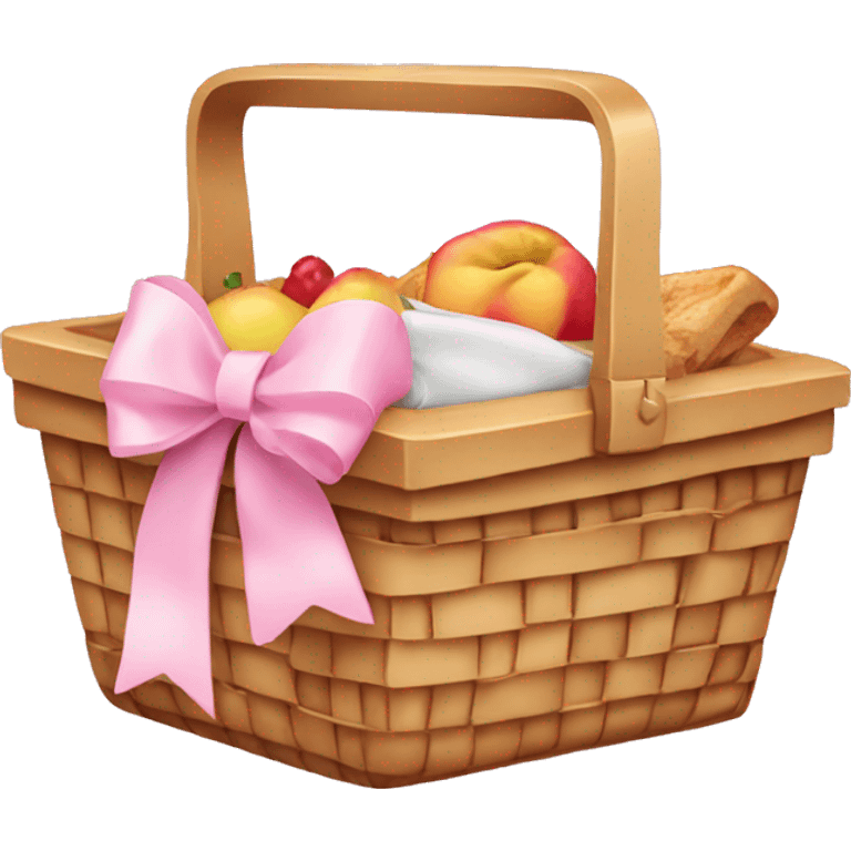 Picnic basket with light pink bows emoji