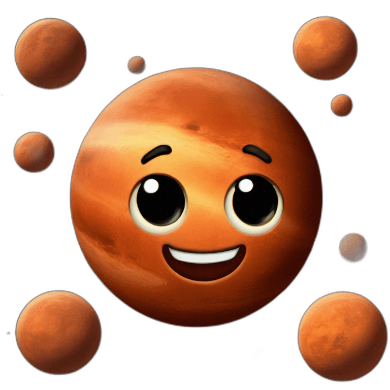 planet mars with a cartoon winking face emoji