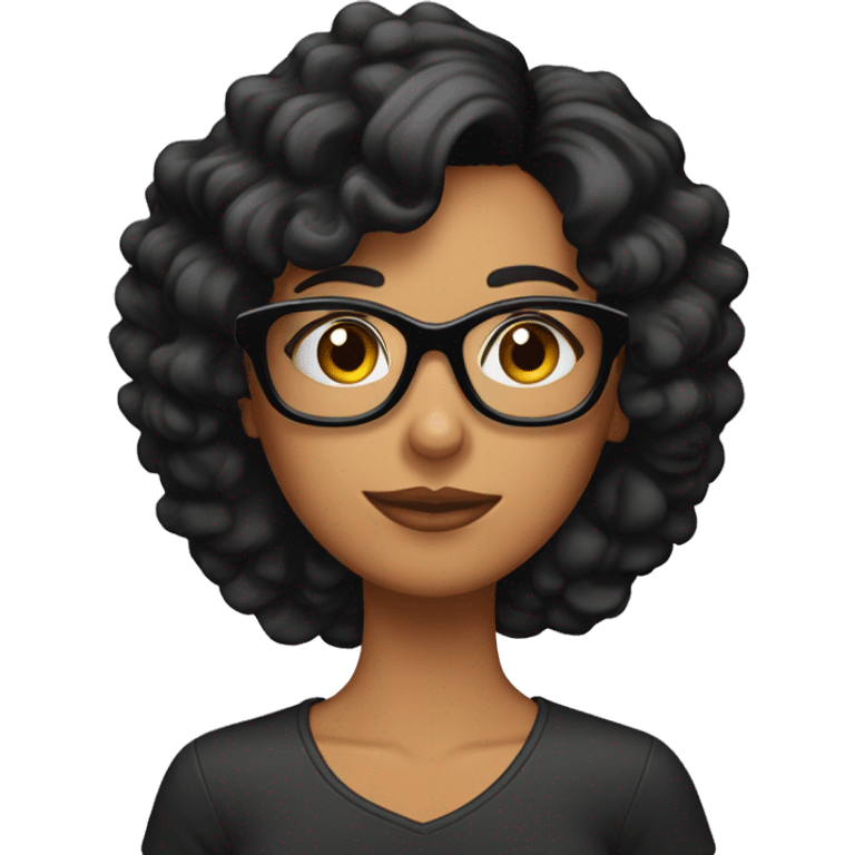 chica morena con el pelo negro liso y gafas emoji